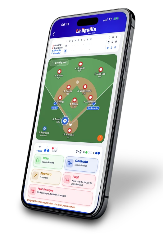 Die Baseball-Anschreibekonsole in der Match-Center-App