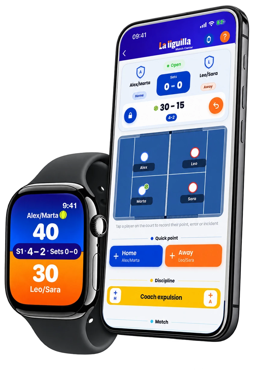 Padel in the Match Center app, on the phone and on the Apple Watch